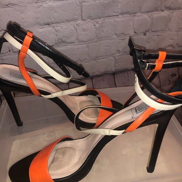Black, tan, and orange sandal heels - Picture 2 of 2